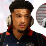 Jadon Sancho, antes de confrontar com Man City em 2024 com fones de ouvido.