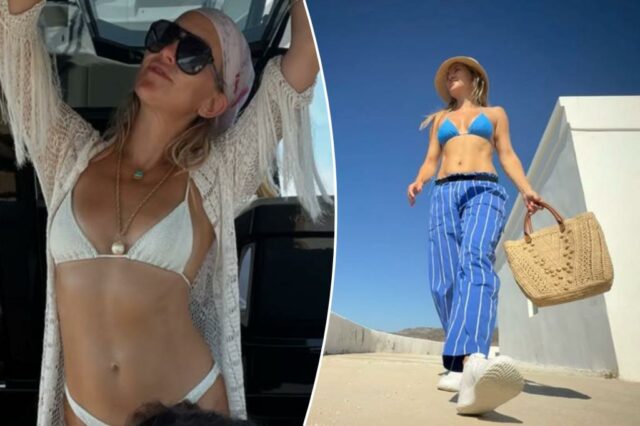 Kate Hudson exibe o corpo de maiô em despedida agradável para o verão 

