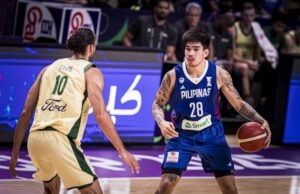 Kevin Quiambao sacode na última partida de Gilas Pilipinas Kevin Quiambao, de Gilas Pilipinas, 2025 FIBA Asian Cup novamente durante uma partida na Austrália.