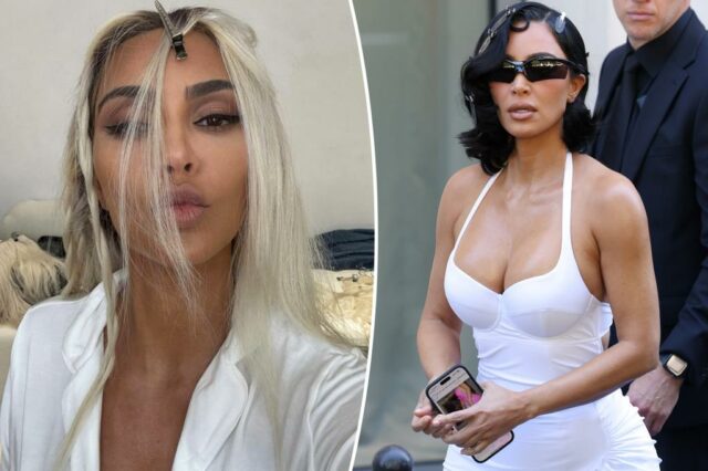 Kim Kardashian mostra a transformação dos cabelos loiros: "Nesta época"

