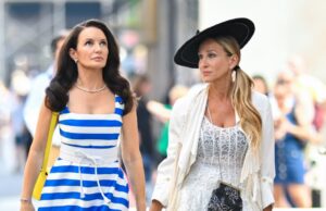 Kristin Davis diz que Sarah Jessica Parker tentou ajudá -la através das lutas da imagem corporal Kristin Davis e Sarah Jessica Parker são vistos no set de