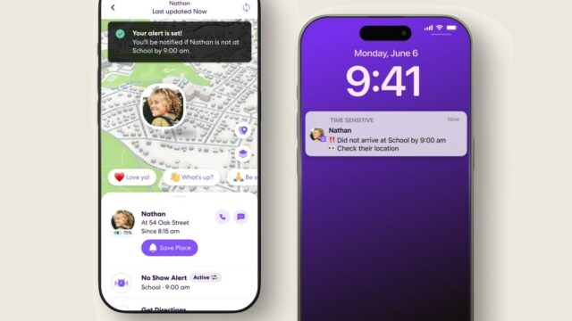Uma captura de tela mostrando o novo recurso de check-in no Life360 