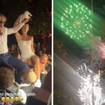 Logan Paul e Nina Amal estão nas cadeiras, dando o nó