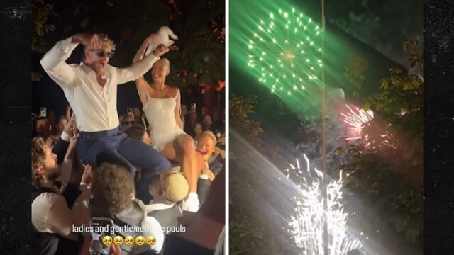 Logan Paul e Nina Amal estão nas cadeiras, dando o nó

