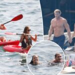 Logan Paul, vestido com uma noiva de biquíni Nina Agdal Go caiaque na Itália antes do casamento de Lake Como