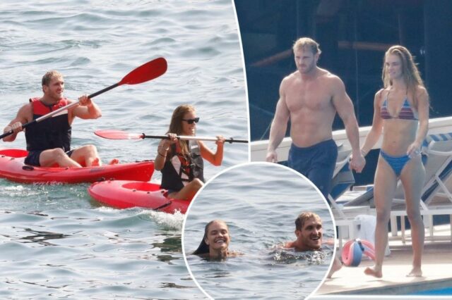 Logan Paul, vestido com uma noiva de biquíni Nina Agdal Go caiaque na Itália antes do casamento de Lake Como

