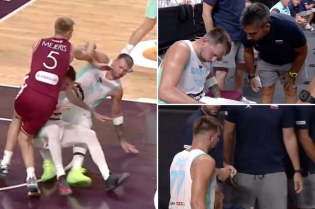 Luka Doncic Kits do tribunal em EuroBasket, Lakers Square, depois de assinar um contrato enorme

