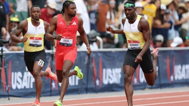 Lyles foi lançado por Bednarek após sua vitória em 200m

