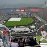 MLB Speedway Classic Braves-Reds Chatup suspenso devido a deixar a chuva