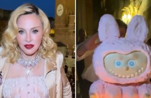 Madonna atordoa com uma pesca e um espartilho de contas em seu 67º aniversário Madonna atordoa em um visual espartilizado enquanto tocava no 67º aniversário na Itália 2