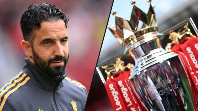 O gerente do Manchester United, Ruben Amorim, assiste antes da partida amigável antes da temporada entre o Manchester United e a Fiorentina de Old Trafford em 2025 em Manchester, Inglaterra.