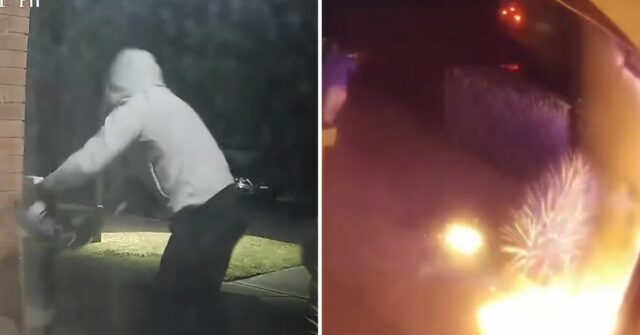 Depois, ele aparece iluminando com um parecendo se queimar no processo.