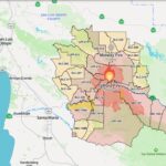 Mapa da Califórnia, atualização como ordens de evacuação emitidas para Blaze Gifford