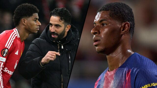 O jogador do Manchester United e da Inglaterra Marcus Rushford assiste durante a partida de Joan Gamper Trophy entre Barcelona e Como em Estadi Johan Cruyff em 2025 em Barcelona, Espanha.