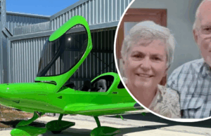 Medo de crescer como parceiro piloto e um cão de estimação entra em quatro Gregory Vaughan, 72 anos, seu parceiro Kim Warner, 66, e seu cachorro Molly deixaram o aeroporto de George Town para o centro de Nova Gales do Sul das 12h45 no sábado.