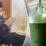 Matcha derramou no copo