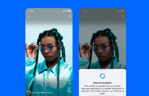 Meta lança tradutores movidos a IA para criadores em todo o mundo, começando com inglês e espanhol Um par de capturas de tela mostrando o novo recurso de tradução no Instagram