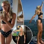 Molly Sims mostra uma figura em um biquíni em um ponto polonês durante o dia do iate da família