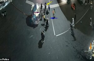 Moment encontrou policiais lutam com os romenos do grupo após a festa bêbada do barco de Natal As imagens de CCTV do palco mostraram os policiais em uma briga com um grupo de romenos com bandeira portadores