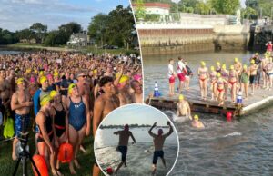 Nadadores de Long Island começaram ondas contra o câncer para o evento “nadando na América” Nadadores de Long Island começaram ondas contra o câncer para o evento "nadando na América"