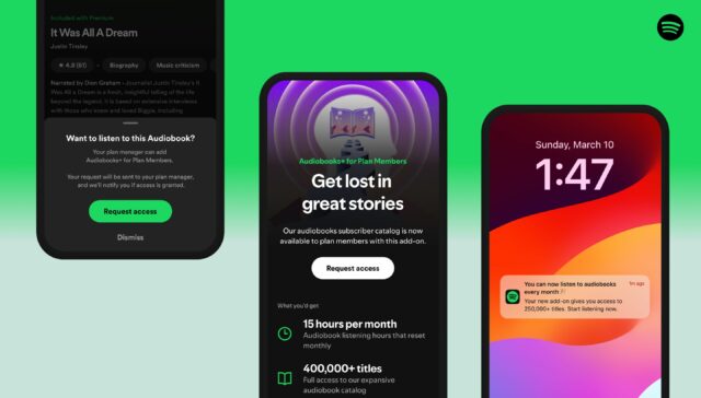 Uma imagem que enfatiza o novo Audio Books+ Plan do Spotify.