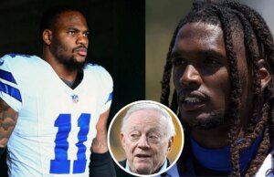 O companheiro de equipe de Micah Parsons, Ceedee Lamb, envia uma mensagem de 3 palavras porque Jerry Jones atualmente exige comércio do All-Pro LB Cowboys March Madness Logo