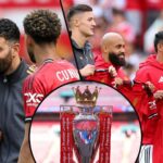 Brian Mbumo e Matheus Kuna interagem com Ruben Amonim durante a partida amigável da pré -temporada entre o Manchester United e a Fiorentina em Old Trafford em 2025 em Manchester, Inglaterra.