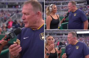 O gerente de cervejaria revela que ele está usando uma panqueca no bolso – antes de fazer um repórter para comê -lo O gerente de cervejaria revela que ele está usando uma panqueca no bolso - antes de fazer um repórter para comê -lo