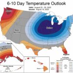 O mapa mostra estados onde as temperaturas estão definidas para mergulhar