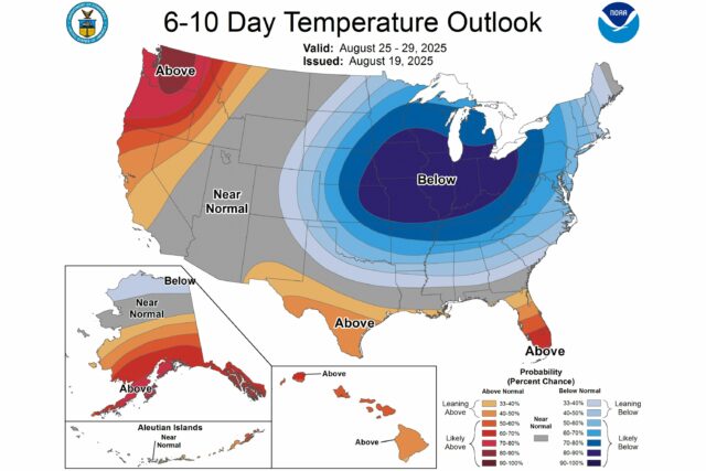O mapa mostra estados onde as temperaturas estão definidas para mergulhar



