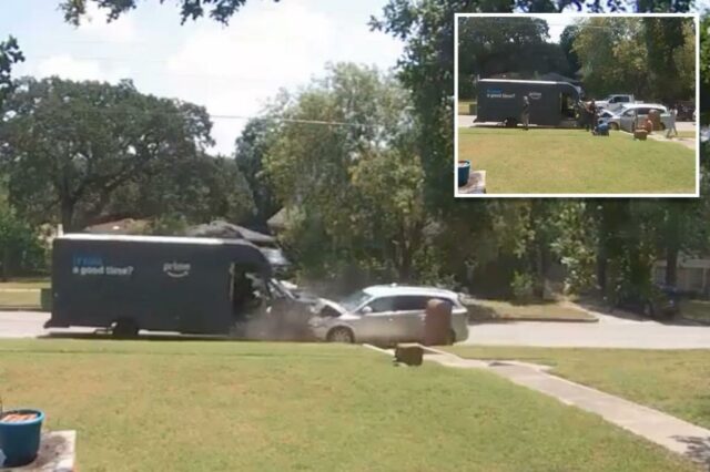 Material cinematográfico sobre o fracasso do motorista adormecido na Amazon Van no Texas.