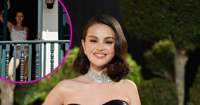 Selena Gomez batia seu lado sexy em Boyshorts enquanto posa em uma varanda