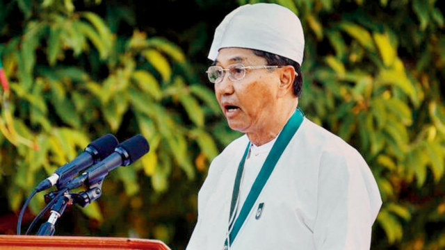 O presidente de Mianmar, Myanmar Swe, foge da doença

