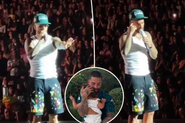 O rapper Maluma interrompe o show para quebrar sua mãe para o ato "irresponsável" com seu filho

