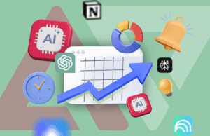 O sistema de produtividade que finalmente funcionou depois de eu remover tudo Uma pessoa que usa seu telefone com um cérebro em vez de uma cabeça e 'fluxo' escrita em segundo plano.