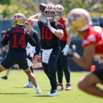 O San Francisco 49ers 'Renardo Green (0) pratica na planta prática San Francisco 49ers em Santa Clara, Califórnia, na quarta -feira, 11 de junho de 2025 (Dai Sugano/Bay Area News Group)