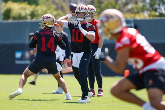 O San Francisco 49ers 'Renardo Green (0) pratica na planta prática San Francisco 49ers em Santa Clara, Califórnia, na quarta -feira, 11 de junho de 2025 (Dai Sugano/Bay Area News Group)