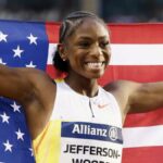 Organização de Bruxelas Ruby: Jefferson-Wooden Burns a 100m vitória, acaba sendo uma quinta dama mais rápida em fundo