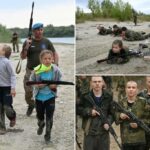 Os jovens russos descobrem para lançar explosivos, trazer rifles no treinamento para ser uma geração futura das forças armadas de Putin