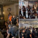 Os manifestantes anti-israelics da máfia entram em conflito com a polícia depois de tentar invadir o Grand Central Terminal: Clayers