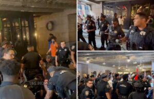 Os manifestantes anti-israelics da máfia entram em conflito com a polícia depois de tentar invadir o Grand Central Terminal: Clayers Os manifestantes anti-israelics da máfia entram em conflito com a polícia depois de tentar invadir o Grand Central Terminal: Clayers