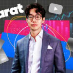 Eric Wei cercado por Miccast Mic, Karat Credit Card e Logotipo do YouTube
