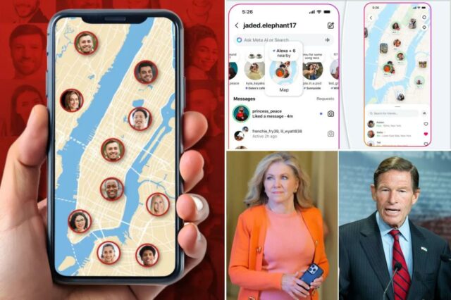 Os senadores duplos chamam o Instagram para fechar a nova função de mapa, citando preocupações sobre a segurança das crianças

