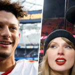 Taylor Swift reage durante a primeira metade de um jogo entre o Chicago Bears e o Kansas City Chiefs no Geha Field, no Arrowhead Stadium, em 24 de setembro de 2023 em Kansas City, Missouri.