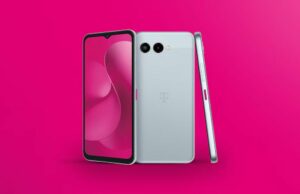 Revvl 8 terras na T-Mobile por US $ 200 T-Mobile Revvl 8 no Pink Bcakground