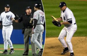 Roger Clemens no famoso drama de feijão Mike Piazza World Series: “Se eu quisesse bater nele, eu poderia ter Roger Clemens Fields Broken Bat de Mike Piazza durante a 2ª série Subway World Series em 22 de outubro de 2000.