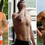 Tiro sem camisa de Shaw usa