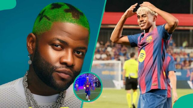 Skales celebra que sua música é tocada durante o prato do anúncio de Yamal "I Love You"

