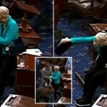 Sonhar. Elizabeth Warren cai no chão do Senado, quando os republicanos oferecem ajuda dupla, enquanto votava em Israel