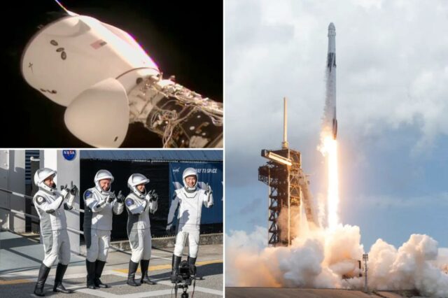 SpaceX fornece quatro astronautas para uma estação espacial internacional apenas 15 horas após o lançamento

